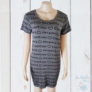 NWT BEBE AUTHENTIC WOMEN'S GRAY STRETCH SHORT SLEEVE SLEEPWEAR DRESS SIZE S M L